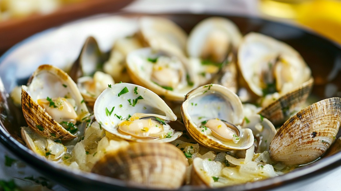 Clams with garlic - a simple dish full of flavor and healthy nutrients