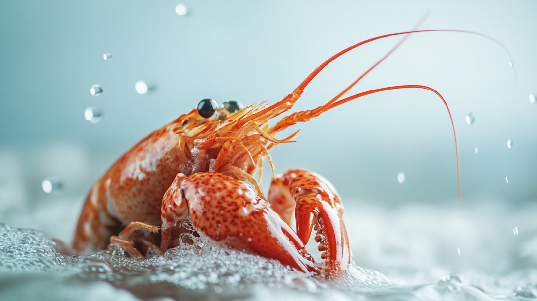 Close-up of a fresh red lobster with water droplets, highlighting the freshness and delicacy of seafood prone to rapid spoilage